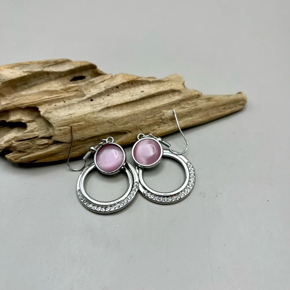 Elegant Pink and Silver Earrings
